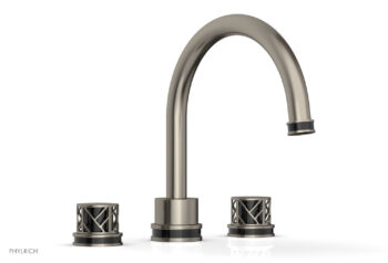 Phylrich JOLIE Deck Tub Set - Round Handles with "Black" Accents 222-40 - Pewter