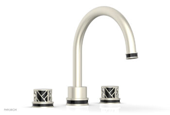 Phylrich JOLIE Deck Tub Set - Round Handles with "Black" Accents 222-40 - Burnished Nickel