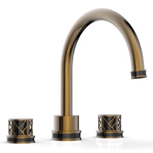 Phylrich JOLIE Deck Tub Set – Round Handles with “Black” Accents 222-40 – Antique Brass