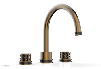 Phylrich JOLIE Deck Tub Set - Round Handles with "Black" Accents 222-40 - Antique Brass