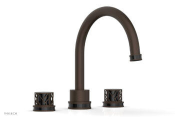 Phylrich JOLIE Deck Tub Set - Round Handles with "Black" Accents 222-40 - Antique Bronze