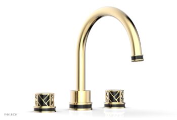 Phylrich JOLIE Deck Tub Set - Round Handles with "Black" Accents 222-40 - Satin Brass