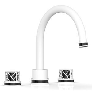 Phylrich JOLIE Deck Tub Set – Round Handles with “Black” Accents 222-40 – Satin White