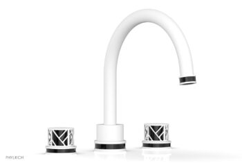 Phylrich JOLIE Deck Tub Set - Round Handles with "Black" Accents 222-40 - Satin White