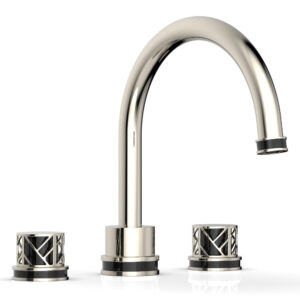 Phylrich JOLIE Deck Tub Set – Round Handles with “Black” Accents 222-40 – Polished Nickel