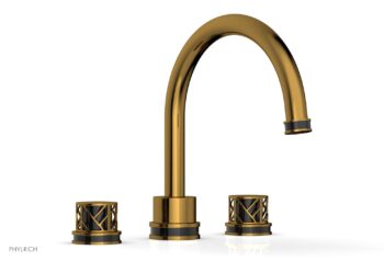 Phylrich JOLIE Deck Tub Set - Round Handles with "Black" Accents 222-40 - French Brass