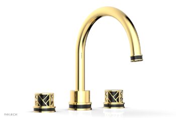 Phylrich JOLIE Deck Tub Set - Round Handles with "Black" Accents 222-40 - Polished Gold