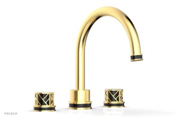 Phylrich JOLIE Deck Tub Set - Round Handles with "Black" Accents 222-40 - Satin Gold