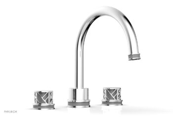 Phylrich JOLIE Deck Tub Set - Round Handles with "Grey" Accents 222-40 - Polished Chrome