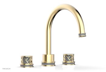 Phylrich JOLIE Deck Tub Set - Round Handles with "Grey" Accents 222-40 - Satin Brass