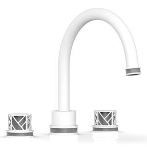 Phylrich JOLIE Deck Tub Set – Round Handles with “Grey” Accents 222-40 – Satin White