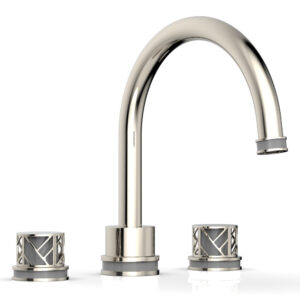 Phylrich JOLIE Deck Tub Set – Round Handles with “Grey” Accents 222-40 – Polished Nickel