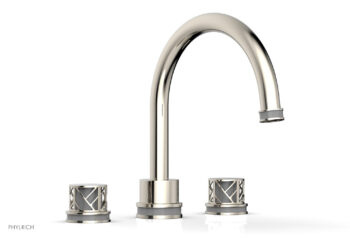 Phylrich JOLIE Deck Tub Set - Round Handles with "Grey" Accents 222-40 - Polished Nickel