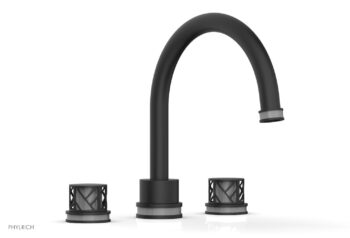 Phylrich JOLIE Deck Tub Set - Round Handles with "Grey" Accents 222-40 - Matte Black