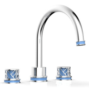 Phylrich JOLIE Deck Tub Set – Round Handles with “Light Blue” Accents 222-40 – Polished Chrome
