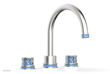 Phylrich JOLIE Deck Tub Set - Round Handles with "Light Blue" Accents 222-40 - Satin Chrome
