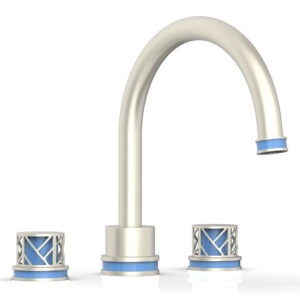 Phylrich JOLIE Deck Tub Set – Round Handles with “Light Blue” Accents 222-40 – Burnished Nickel