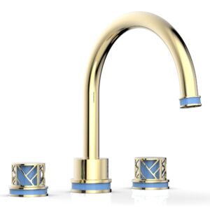 Phylrich JOLIE Deck Tub Set – Round Handles with “Light Blue” Accents 222-40 – Polished Brass Uncoated