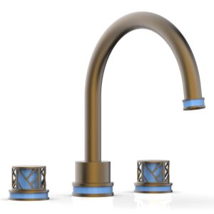 Phylrich JOLIE Deck Tub Set – Round Handles with “Light Blue” Accents 222-40 – Old English Brass