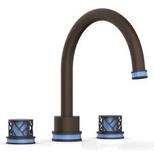 Phylrich JOLIE Deck Tub Set – Round Handles with “Light Blue” Accents 222-40 – Antique Bronze