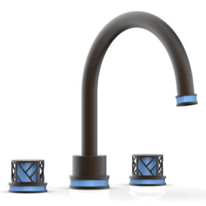 Phylrich JOLIE Deck Tub Set – Round Handles with “Light Blue” Accents 222-40 – Oil Rubbed Bronze