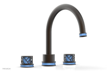 Phylrich JOLIE Deck Tub Set - Round Handles with "Light Blue" Accents 222-40 - Oil Rubbed Bronze