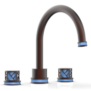 Phylrich JOLIE Deck Tub Set – Round Handles with “Light Blue” Accents 222-40 – Weathered Copper