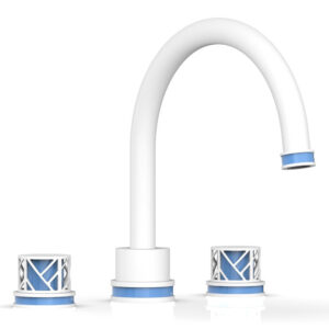 Phylrich JOLIE Deck Tub Set – Round Handles with “Light Blue” Accents 222-40 – Satin White