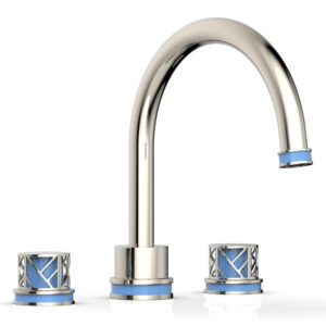 Phylrich JOLIE Deck Tub Set – Round Handles with “Light Blue” Accents 222-40 – Polished Nickel