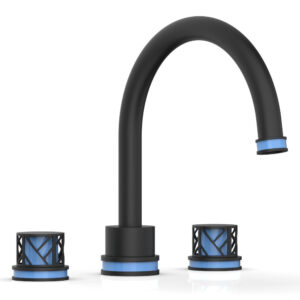 Phylrich JOLIE Deck Tub Set – Round Handles with “Light Blue” Accents 222-40 – Matte Black