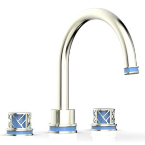 Phylrich JOLIE Deck Tub Set – Round Handles with “Light Blue” Accents 222-40 – Satin Nickel