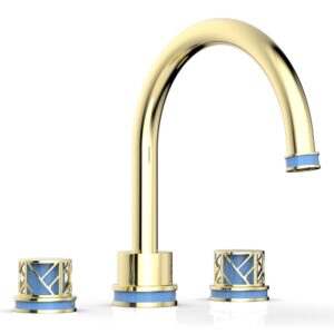 Phylrich JOLIE Deck Tub Set – Round Handles with “Light Blue” Accents 222-40 – Polished Brass