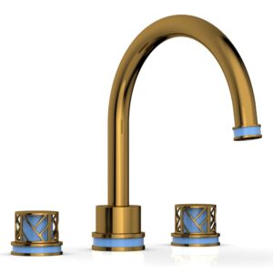 Phylrich JOLIE Deck Tub Set – Round Handles with “Light Blue” Accents 222-40 – French Brass