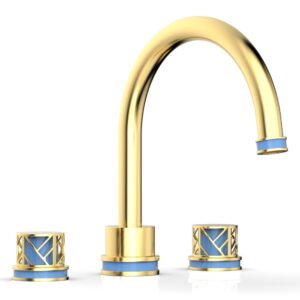 Phylrich JOLIE Deck Tub Set – Round Handles with “Light Blue” Accents 222-40 – Satin Gold