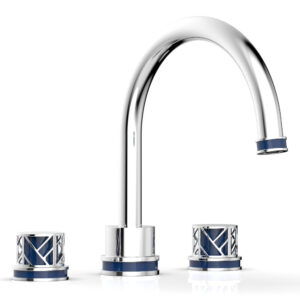 Phylrich JOLIE Deck Tub Set – Round Handles with “Navy Blue” Accents 222-40 – Polished Chrome