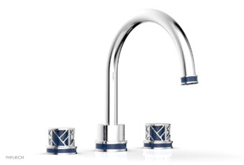 Phylrich JOLIE Deck Tub Set - Round Handles with "Navy Blue" Accents 222-40 - Polished Chrome