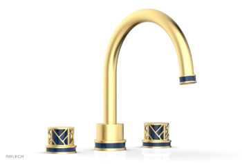 Phylrich JOLIE Deck Tub Set - Round Handles with "Navy Blue" Accents 222-40 - Burnished Gold