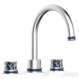 Phylrich JOLIE Deck Tub Set – Round Handles with “Navy Blue” Accents 222-40 – Satin Chrome