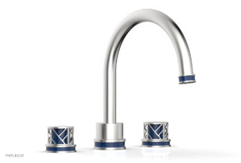Phylrich JOLIE Deck Tub Set - Round Handles with "Navy Blue" Accents 222-40 - Satin Chrome