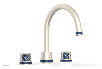 Phylrich JOLIE Deck Tub Set - Round Handles with "Navy Blue" Accents 222-40 - Burnished Nickel
