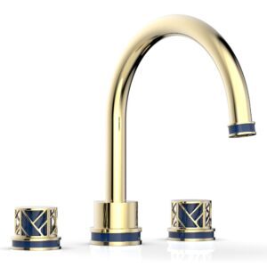 Phylrich JOLIE Deck Tub Set – Round Handles with “Navy Blue” Accents 222-40 – Polished Brass Uncoated