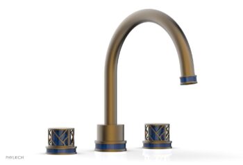 Phylrich JOLIE Deck Tub Set - Round Handles with "Navy Blue" Accents 222-40 - Old English Brass