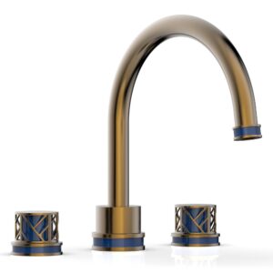 Phylrich JOLIE Deck Tub Set – Round Handles with “Navy Blue” Accents 222-40 – Antique Brass