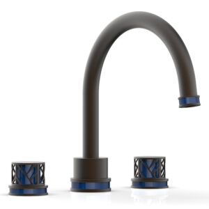 Phylrich JOLIE Deck Tub Set – Round Handles with “Navy Blue” Accents 222-40 – Oil Rubbed Bronze