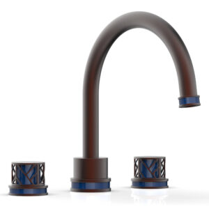 Phylrich JOLIE Deck Tub Set – Round Handles with “Navy Blue” Accents 222-40 – Weathered Copper