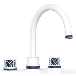 Phylrich JOLIE Deck Tub Set – Round Handles with “Navy Blue” Accents 222-40 – Satin White