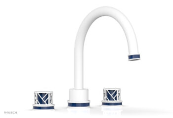 Phylrich JOLIE Deck Tub Set - Round Handles with "Navy Blue" Accents 222-40 - Satin White