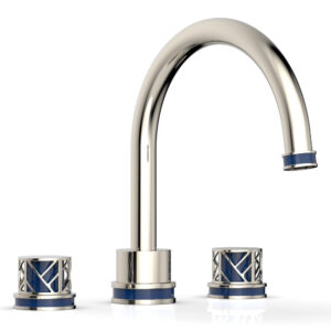 Phylrich JOLIE Deck Tub Set – Round Handles with “Navy Blue” Accents 222-40 – Polished Nickel