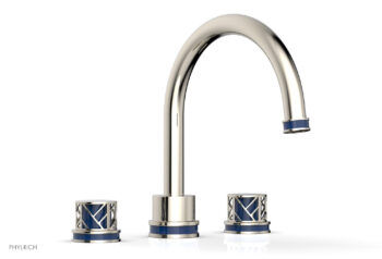 Phylrich JOLIE Deck Tub Set - Round Handles with "Navy Blue" Accents 222-40 - Polished Nickel