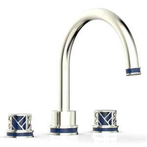 Phylrich JOLIE Deck Tub Set – Round Handles with “Navy Blue” Accents 222-40 – Satin Nickel